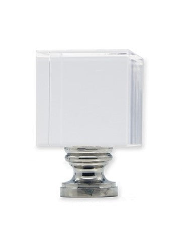 #M88PN Large Crystal Cube Finial 2" Tall 35mm Cube = 1 5/16" x 1 5/16"