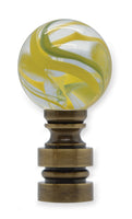 #L15Y Clear Glass with Yellow Swirls 25M 1¾"" Tall