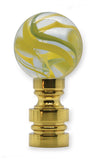#L15Y Clear Glass with Yellow Swirls 25M 1¾"" Tall